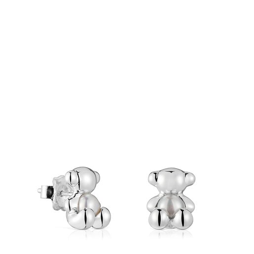 Small bear Earrings in silver and mother-of-pearl Bold Bear
