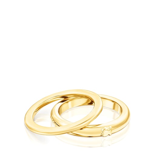 Confezione di anelli con placcatura in oro 18 kt su argento TOUS Fellow