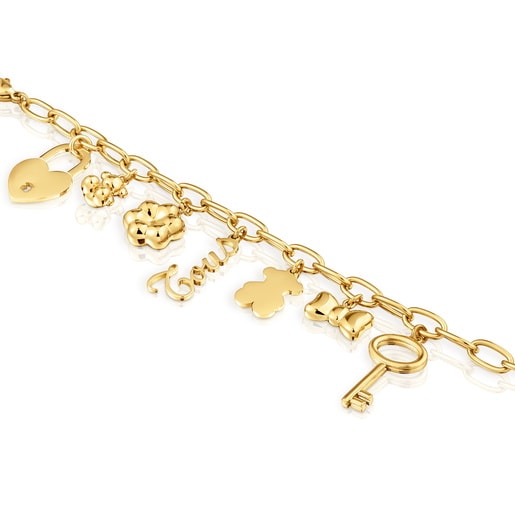 Gold-colored steel Bracelet with hanging charms TOUS Charming