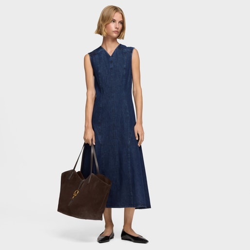 Capazo grande de piel marrón oscuro TOUS MANIFESTO