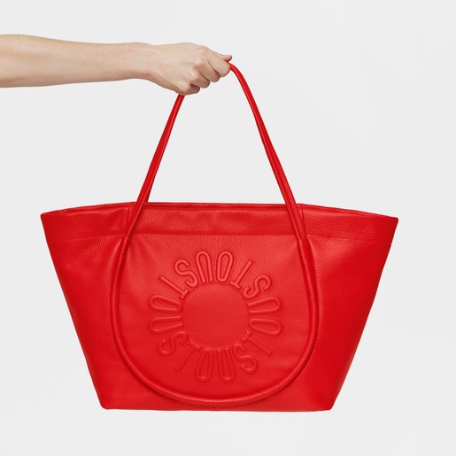 תיק סל TOUS Miranda גדול מעור בצבע אדום