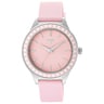 Steel Straight Ceramic Watch and ceramic bevel with rose Silicone strap