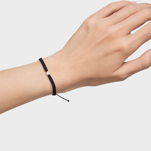 Pulsera estrella de plata y nylon negro TOUS Motivos