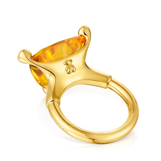 Large Ring in 18kt gold plating over silver and laboratory-grown citrine TOUS Color Lab