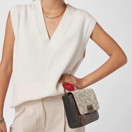 ベージュ＆ブラウンのスモールクロスボディバッグ Kaos Legacy