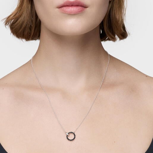 Silver Necklace with black spinel TOUS Straight
