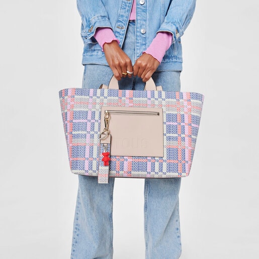 Capazo mediano beige y rojo TOUS Cecilia