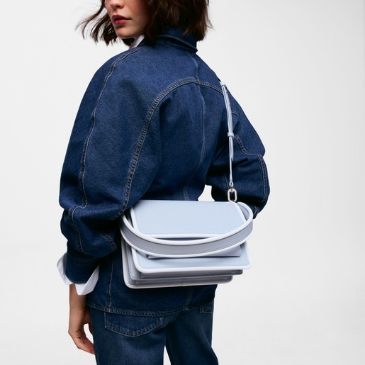 Medium grayish blue Crossbody bag TOUS Audree Pipings