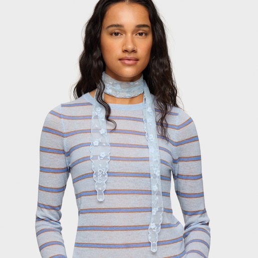 Sky blue embroidered Scarf TOUS Daisy