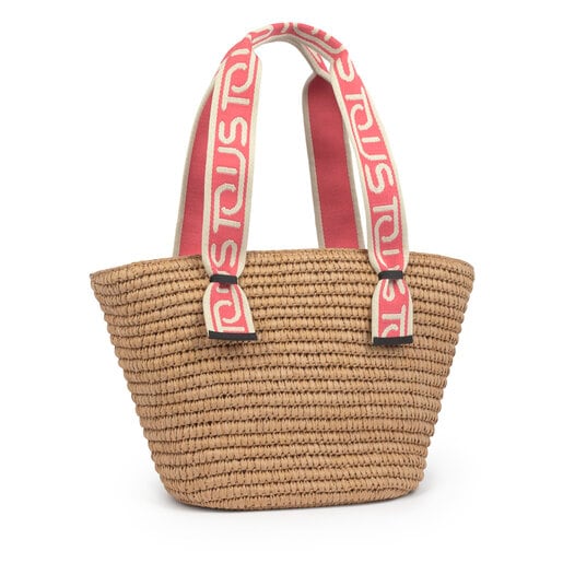 Large pink and natural colored TOUS Summer tote bag