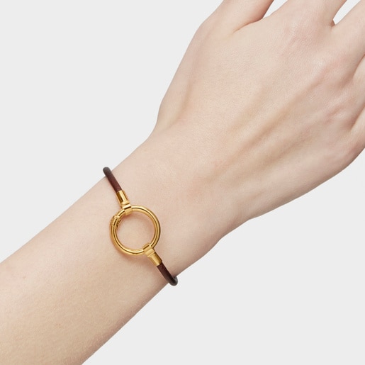 Vermeil Silver and Leather Hold Bracelet