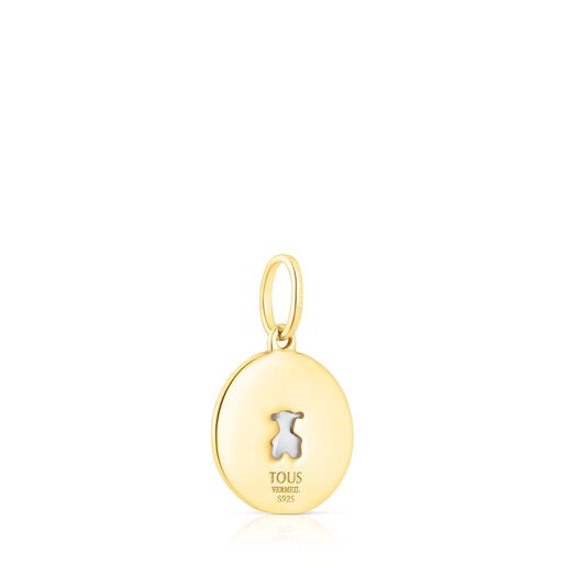 Silver vermeil Medallion pendant with mother-of-pearl bear Aelita | TOUS