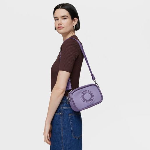 Dark-lilac-colored Crossbody Reporter bag TOUS Miranda Soft