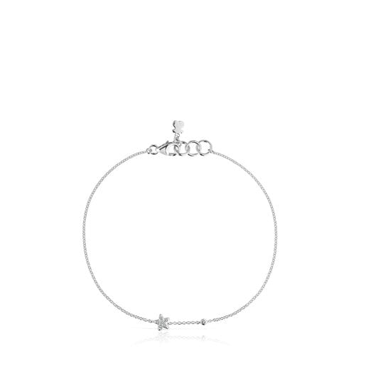 Bracelet chaine étoile en or blanc avec diamants TOUS Grain