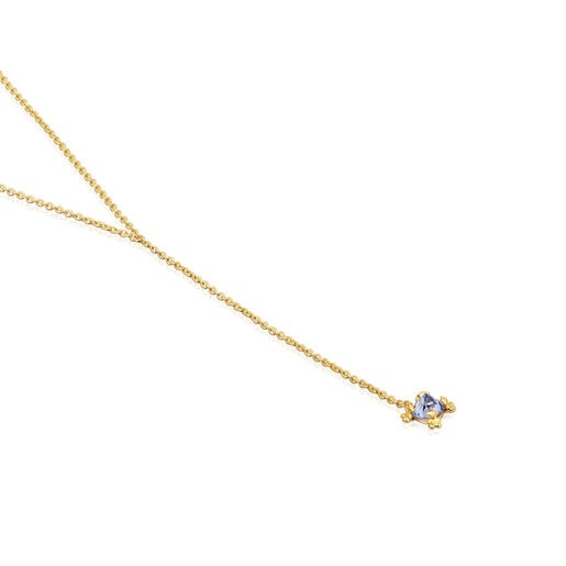 Short gold and tanzanite Necklace Color Pills