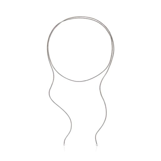 שרשרת ארוכה TOUS Basics מכסף וחוט בצבע אפור