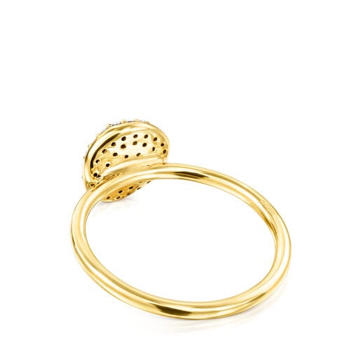 Gold Nenufar Ring with Diamonds