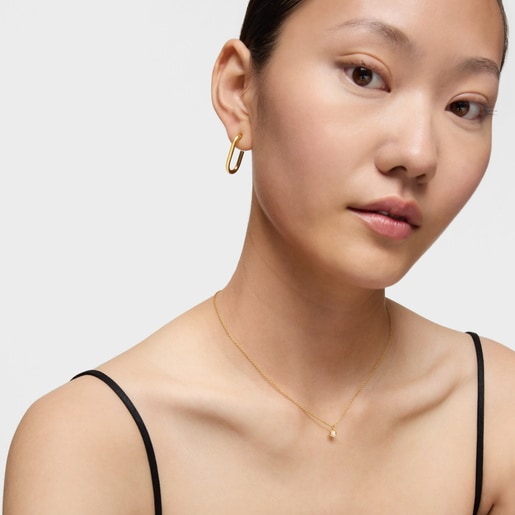 Collar corto con baño de oro 18 kt sobre plata y diamante creado en laboratorio Line LGD