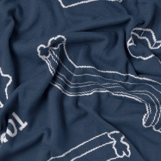 Reversible baby blanket in Nilo navy blue