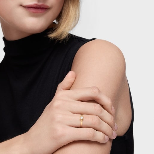 18kt gold plating over silver Ring with laboratory-grown diamond Color Pills