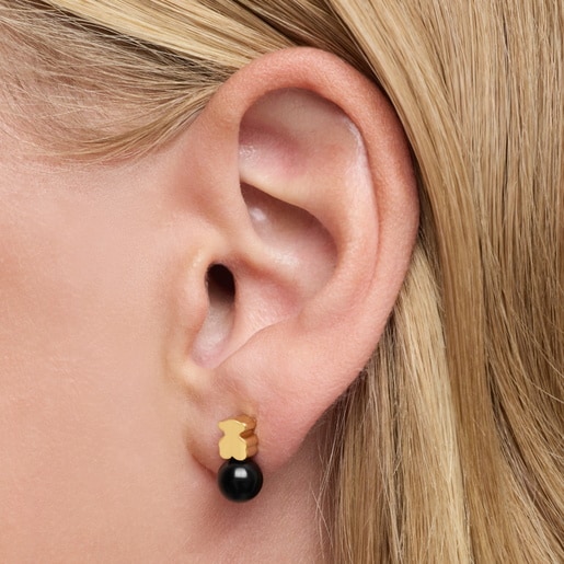 أقراط من الفضة والعقيق مطلية بالذهب عيار 18 قيرطًا من تشكيلة Icon Mesh