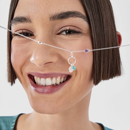 Серебряное колье Cool Color с драгоценными камнями