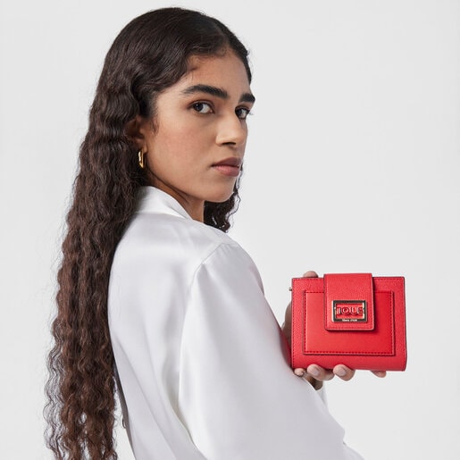 レッドカラーのスモールポケットウォレット TOUS Funny