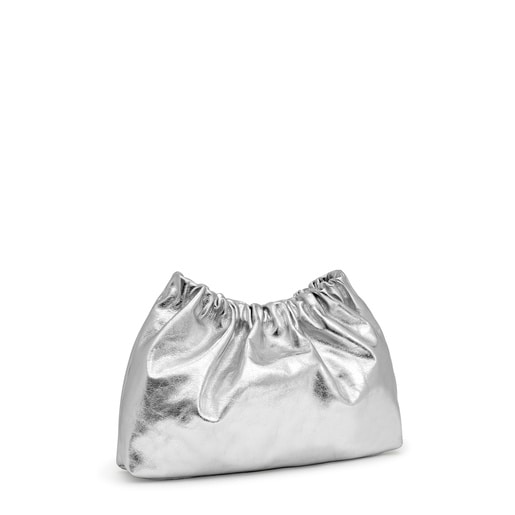 Clutch bandolera de piel plata TOUS Cloud
