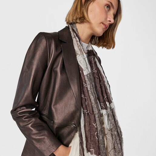 Плиссированный шарф Script из коричневого шелка