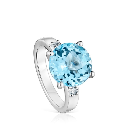 Anello in argento con diamante e topazio Basic Colors
