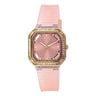 Montre analogique en acier IPG rose avec zirconiums Gleam Fresh