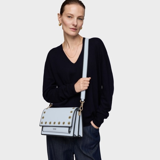 Bandolera mediana azul grisaceo Audree Trampantojo