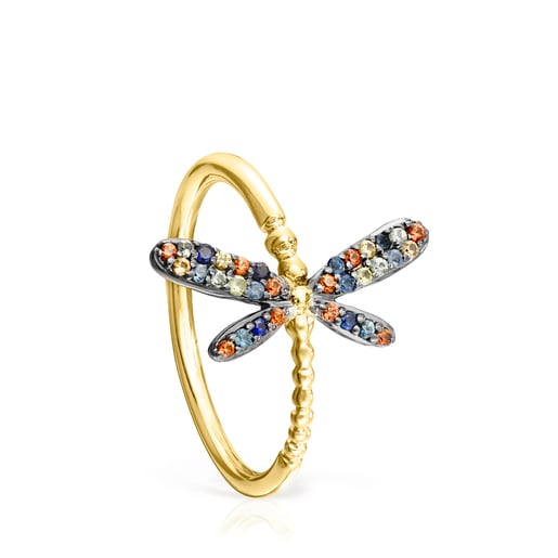 Silver Vermeil Real Mix Bera Ring with Sapphires