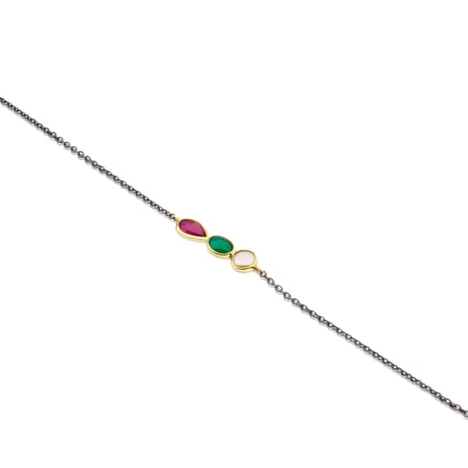 Gold and Silver Gem Power Bracelet with Gemstones