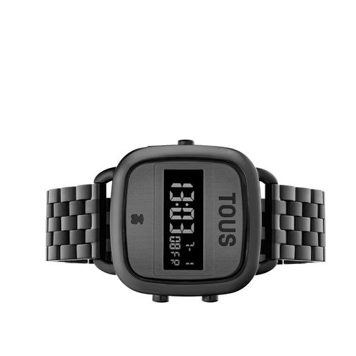 D-Logo Digital watch with black IP steel strap