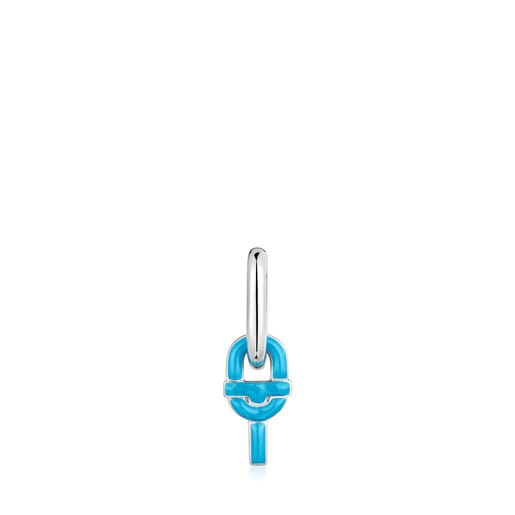 Silver single Hoop earring with blue motif pendant TOUS MANIFESTO | TOUS