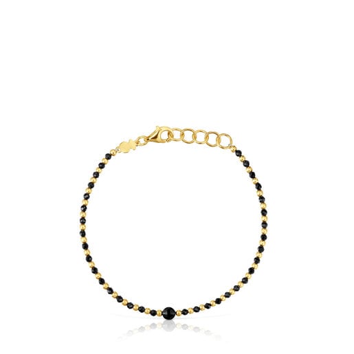 Winsome Heart Pattern Gold Bracelet With Black Beads for Kids-chantamquoc.vn