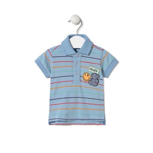 Stripy polo t-shirt in Casual sky blue | TOUS