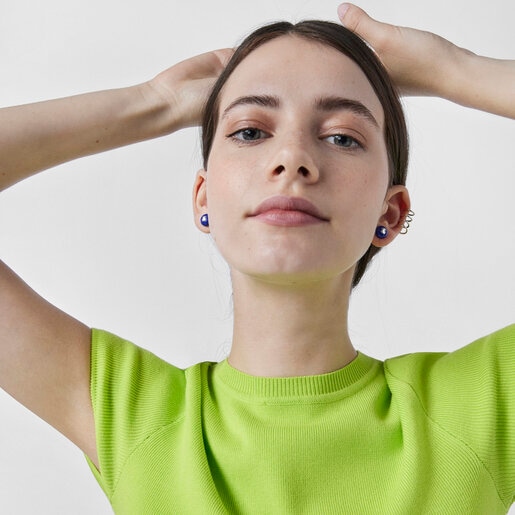 Aretes de cristal de Murano azul TOUS Icon Glass