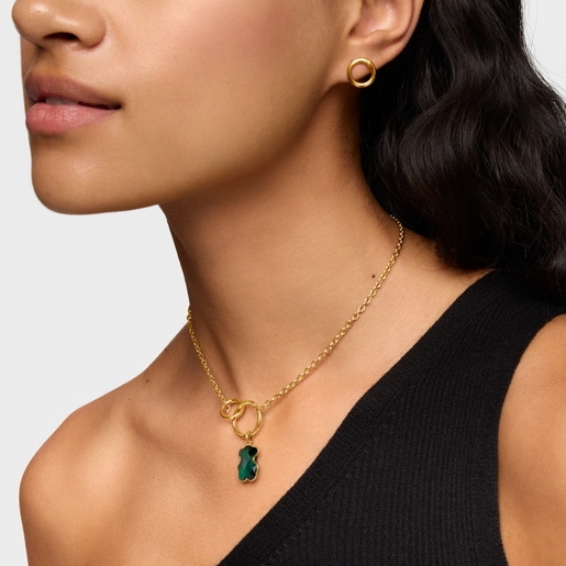 Dije oso de oro y esmeralda creada en laboratorio Icon Color LGG