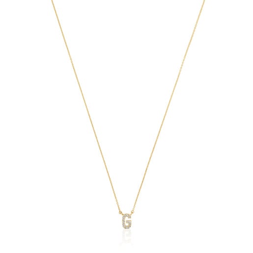 Collar corto de oro y 0,05 ct de diamantes letra G Alphabet