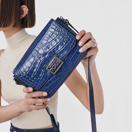 Sac à bandoulière TOUS Legacy Wild en cuir bleu marine