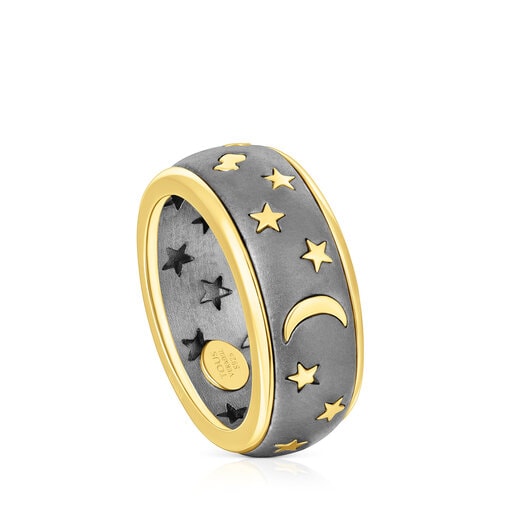 Silver vermeil and dark silver Twiling Ring