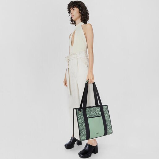 カーキのラージショッピングバッグ TOUS Kaos Mini Evolution Amaya