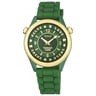 Gold-colored IP steel Tender Time Watch with green silicone strap