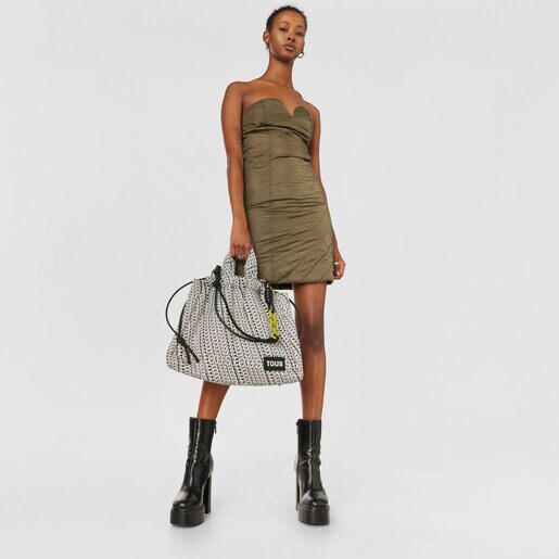 תיק כתף TOUS Cloud Soft גדול שחור ולבן