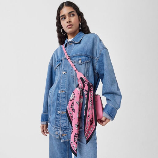 תיק צד TOUS Legacy קטן מעור בצבע ורוד