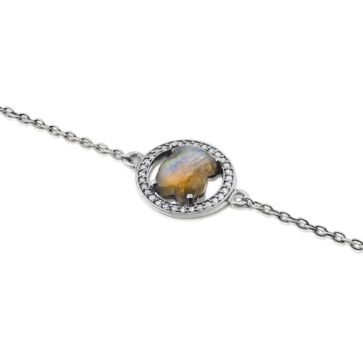 Camille Bracelet in Silver with Labradorite and Diamonds.