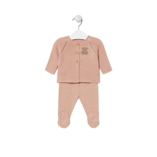 Tricot baby outfit in pink