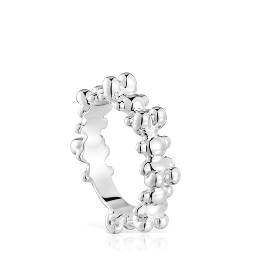 Medium silver Ring with bear motifs Bold Bear